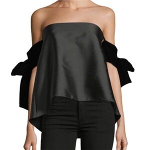 Sachin + Babi Black Satin Off-Shoulder Blouse